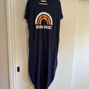 Navy 'Good Vibes' T-Shirt Dress